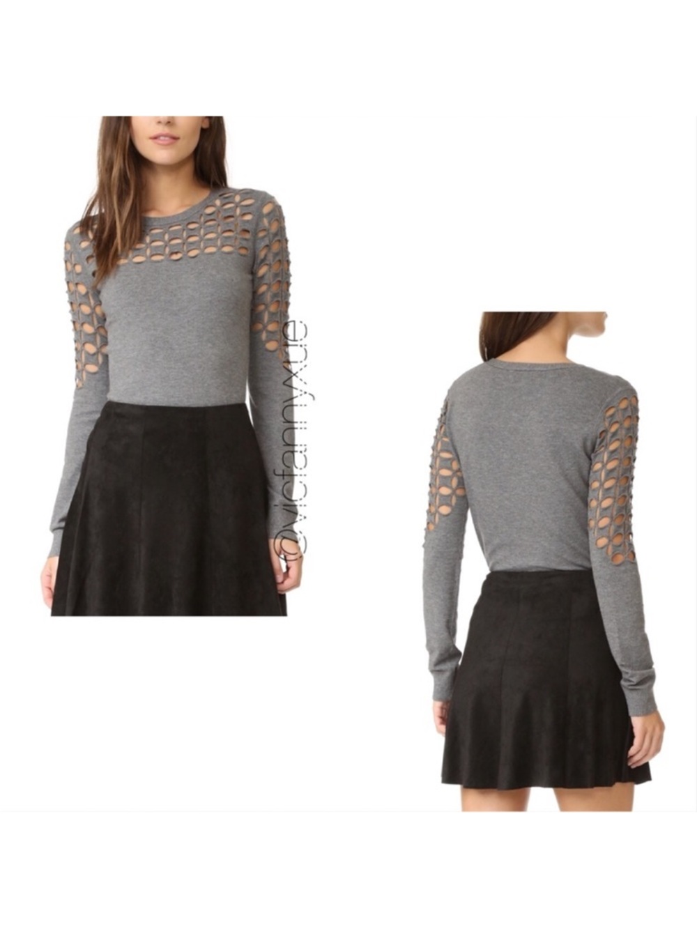 Milly lattice stitch cutout pullover sweater xs